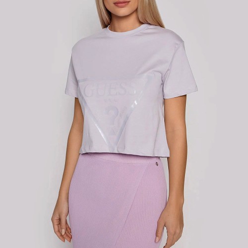 Guess Γυναικεία κοντομάνικη μπλούζα crop Maglieria Tagliata T-Shirt